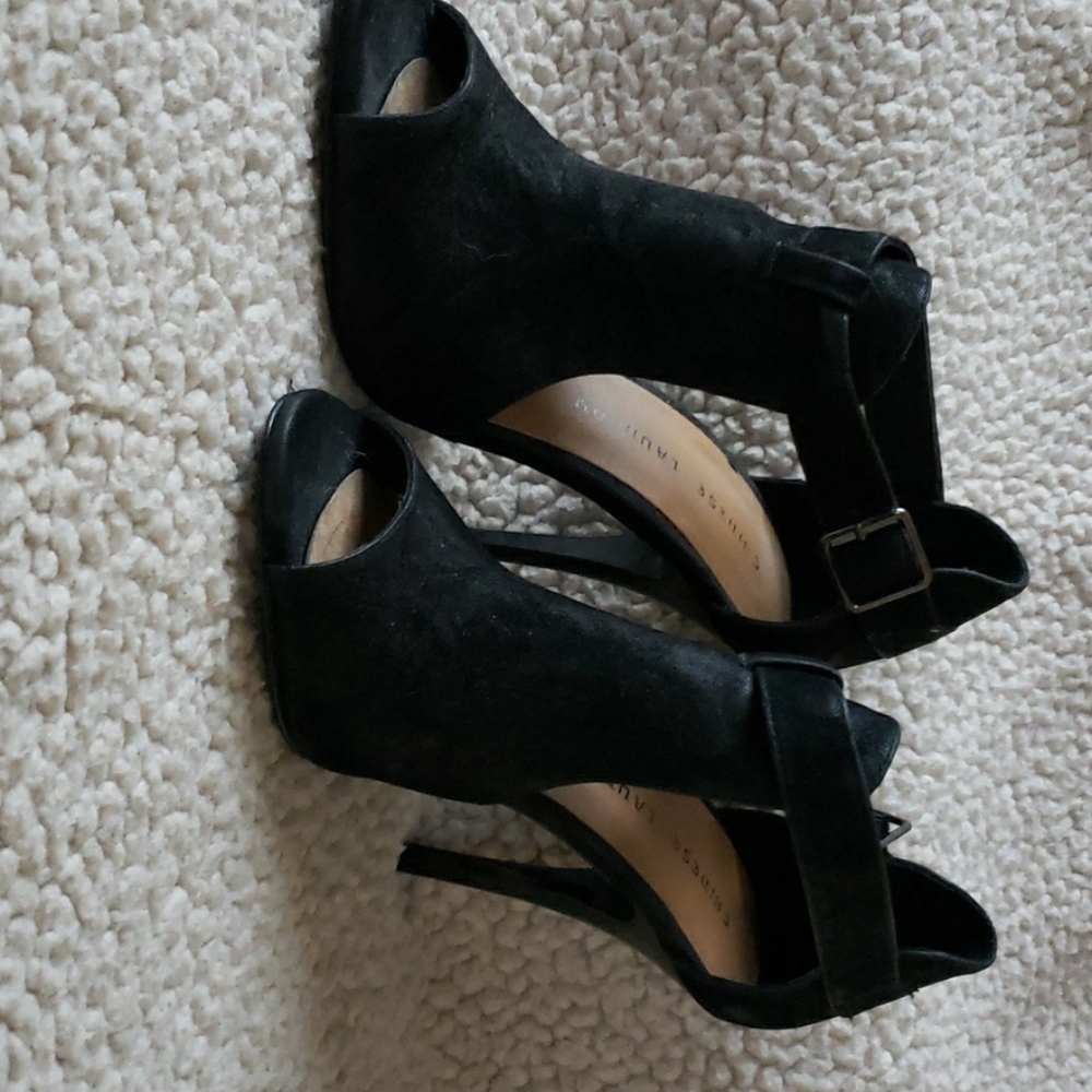 Black Suede Open toed shoe